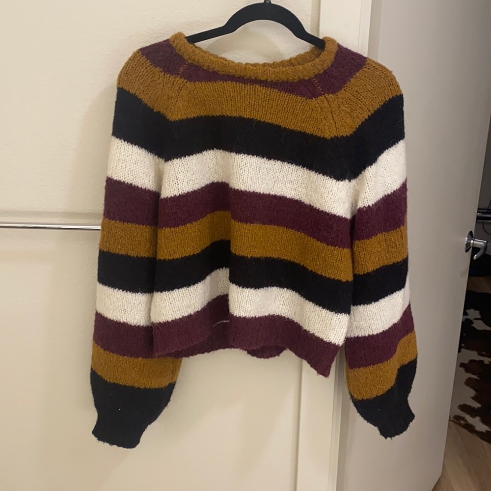 Joie Izzie Striped Balloon Sleeve Sweater